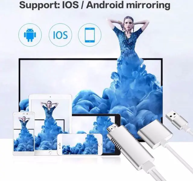 Alt view image 5 of 6 - HDMI to USB AUX Cable Adapter Phone Tablet To TV AV Adapter Cable HD 1080P White Video Cable Cord Video for Apple Android