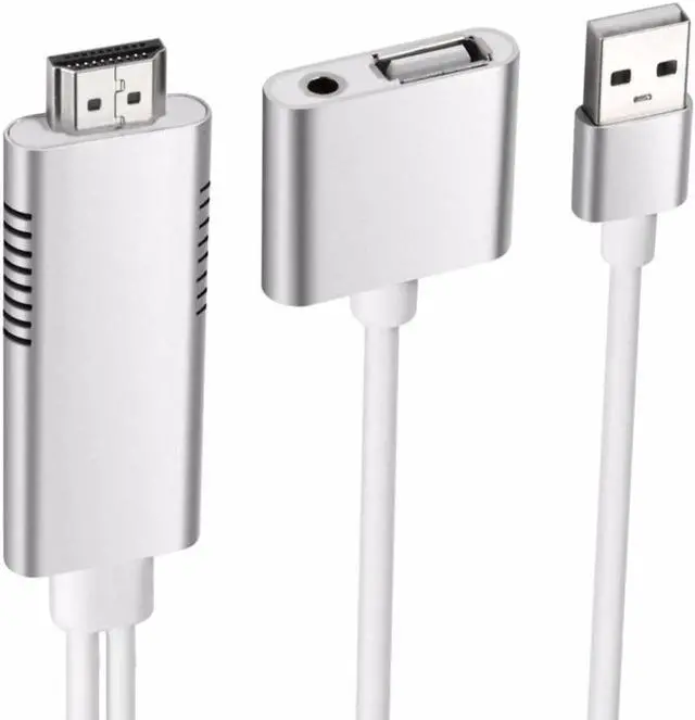 Alt view image 2 of 6 - HDMI to USB AUX Cable Adapter Phone Tablet To TV AV Adapter Cable HD 1080P White Video Cable Cord Video for Apple Android