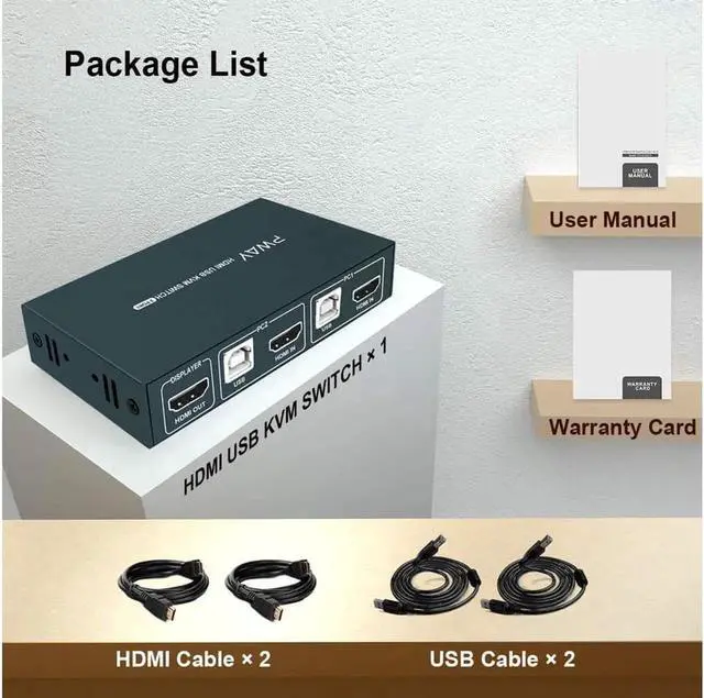 Alt view image 5 of 7 - Switch HDMI, UHD 4K @30Hz, HDMI KVM Switch 2 Port with 4 USB 2.0, Support HDMI Switch for 2 Computers Share Keyboard Mouse Printer and one HD Monitor, with 2 HDMI and 2 USB Cables