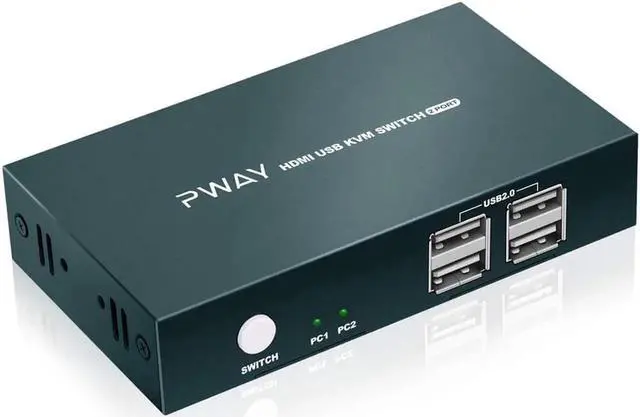 Main image of Switch HDMI, UHD 4K @30Hz, HDMI KVM Switch 2 Port with 4 USB 2.0, Support HDMI Switch for 2 Computers Share Keyboard Mouse Printer and one HD Monitor, with 2 HDMI and 2 USB Cables