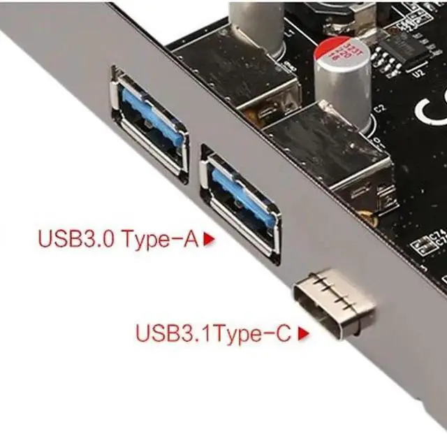 Alt view image 3 of 6 - PCI-E PCI Express to USB 3.1 Type-C + 2 Ports USB 3.0 Type-A Reversible Card High Speed Converter Expansion Adapter for PC