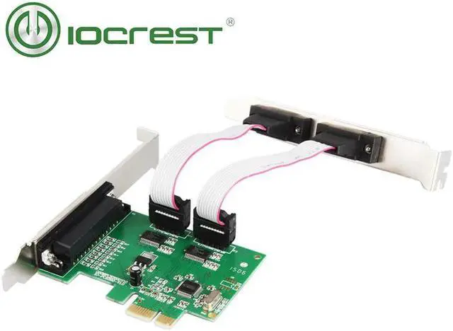 Alt view image 6 of 6 - Aomoproing IOCREST PCIe 2 port DB9 Serial RS232 and 1 port DB25 Parallel Printer (LPT1) I/O Controller Card with low profile bracket WCH382