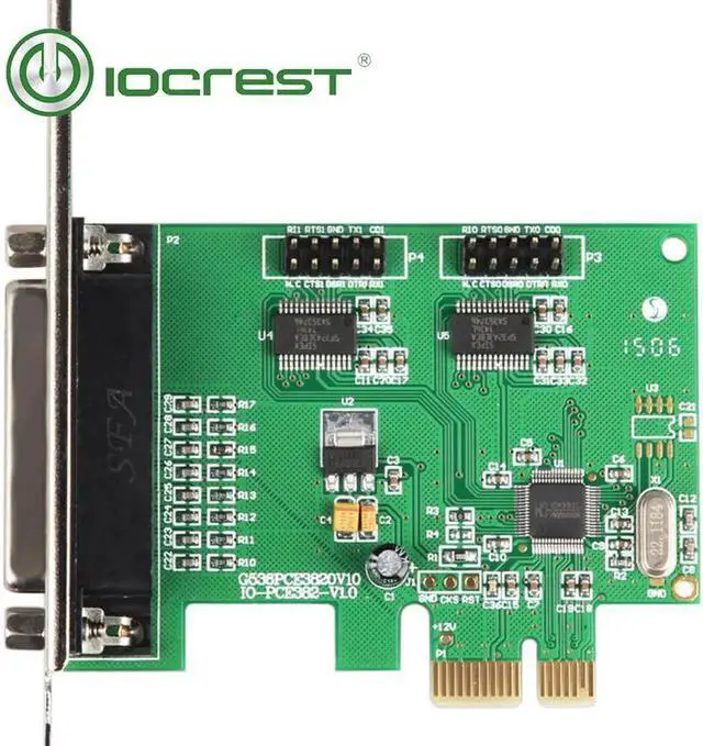 Alt view image 5 of 6 - Aomoproing IOCREST PCIe 2 port DB9 Serial RS232 and 1 port DB25 Parallel Printer (LPT1) I/O Controller Card with low profile bracket WCH382