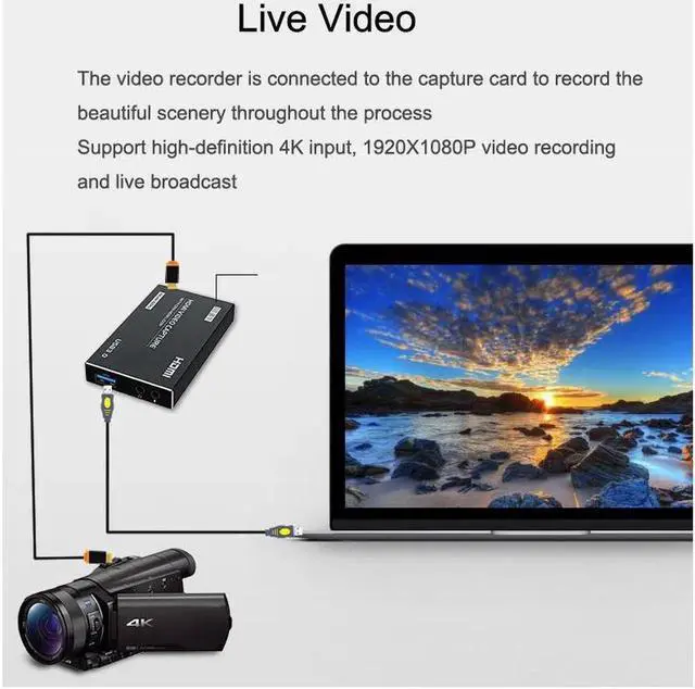 Alt view image 7 of 7 - 4K HDMI Video Capture Card USB3.0 1080p 60Hz Capture Card Screen Dongle Game Streaming Live Broadcasts Video Recording With Video HDMI Loop Out Audio Microphone Input For Linux Mac OS Windows PS4