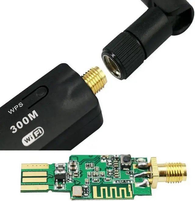 Alt view image 4 of 6 - Aomoproing 300Mbps 300M USB Mini WiFi Wireless Adapter + Antenna Wireless Router Signal receiver Network LAN Card With WPS Function Button