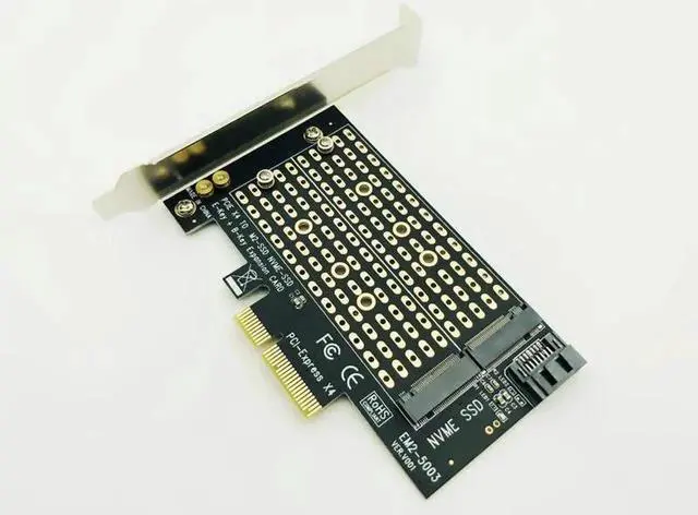 Alt view image 4 of 6 - Add On Cards PCIE to M2/M.2 Adapter SATA M.2 SSD PCIE Adapter NVME/M2 PCIE Adapter SSD M2 to SATA PCI E Card M Key +B Key