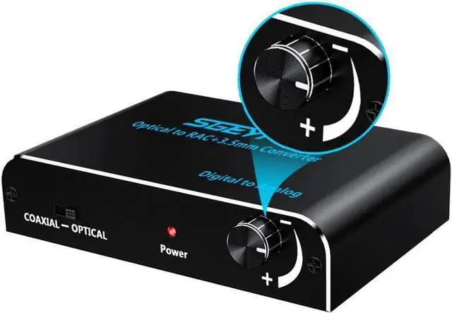 Alt view image 6 of 6 - 3.5mm Audio Converter,Digital to Analog Converter Coaxial Toslink to RCA 3.5mm Jack Adapter with Optical cable Volume Control