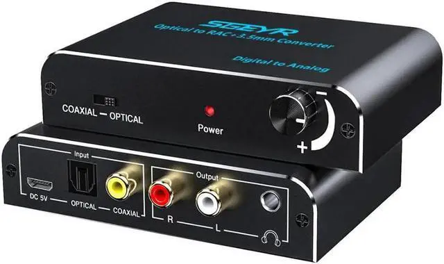 Alt view image 3 of 6 - 3.5mm Audio Converter,Digital to Analog Converter Coaxial Toslink to RCA 3.5mm Jack Adapter with Optical cable Volume Control