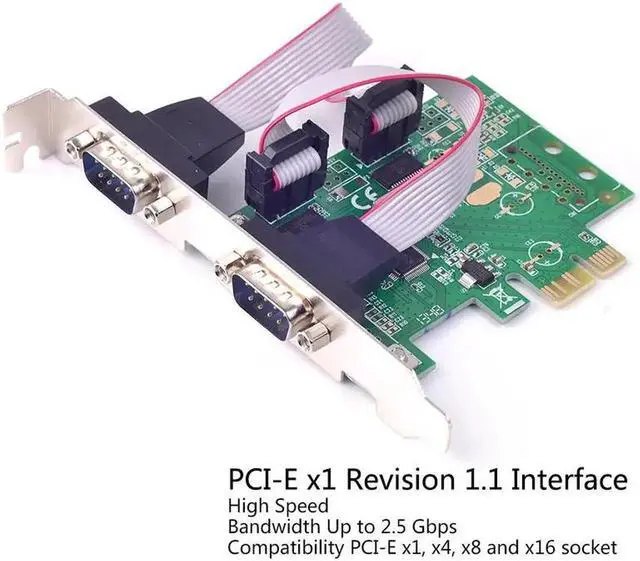 Alt view image 4 of 6 - PCI-E serial card pcie PCI Express RS232 interface industrial expansion ports PCI E to 2 ports RS232 port add on cards