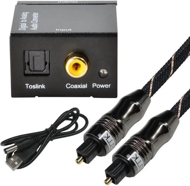 Alt view image 6 of 6 - Digital to Analog Audio Converter Adapter Digital Optical Fiber Coaxial RCA Toslink Signal to Analog Audio Converter RCA for DVD