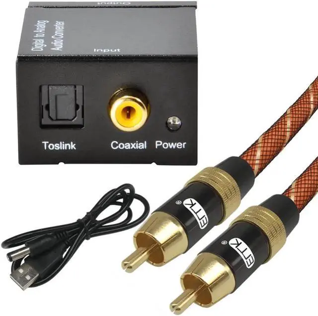 Alt view image 4 of 6 - Digital to Analog Audio Converter Adapter Digital Optical Fiber Coaxial RCA Toslink Signal to Analog Audio Converter RCA for DVD