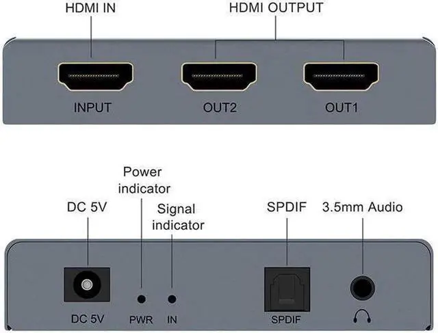 Alt view image 3 of 6 - 4K@60fs HDMI Audio Splitter HDMI2.0 Audio Decoder Audio Extractor HDMI 1 In 2 Out HDMI 1*2 HDCP2.2 (SPDIF+ 3.5mm Jack)
