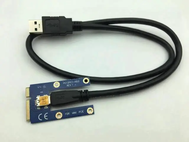 Alt view image 2 of 6 - Mini PCIe Riser PCI Express 1x to 16x for Laptop External Graphics Card GDC Miner mini PCIe to PCI e Extension Cable Riser Card