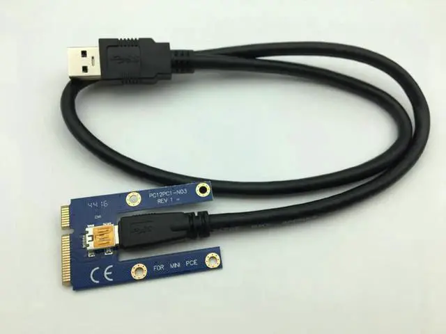 Alt view image 4 of 6 - Mini PCIe Riser PCI Express 1x to 16x for Laptop External Graphics Card GDC Miner mini PCIe to PCI-e Extension Cable Riser Card