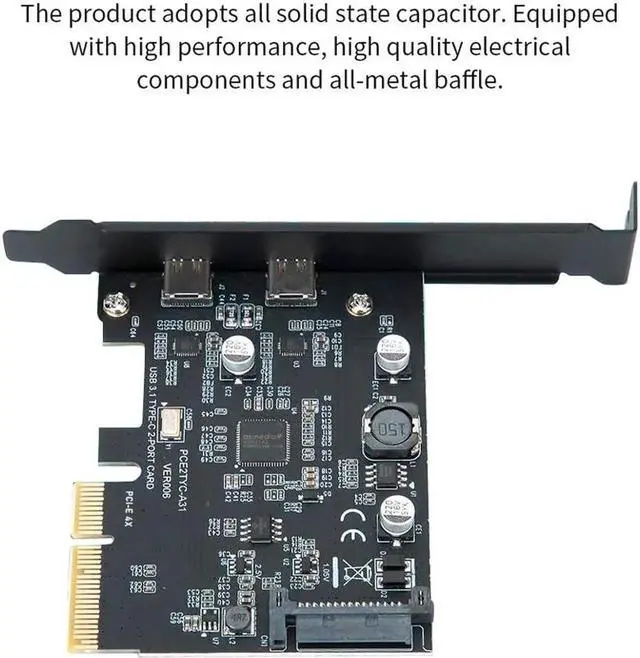 Alt view image 4 of 7 - PCI-Express 4X to USB 3.1 Gen 2 (10 Gbps) 2-Port Type C Expansion Card Asmedia Chipset for Windows 7/8/10/Linux/MAC OS 10.14 PCI Express USB C Card(2X Type-C Port)