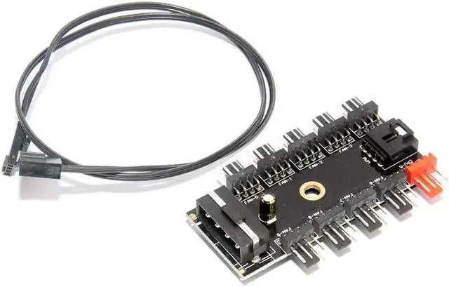 Alt view image 6 of 6 - Black PC 1 to 10 4Pin Molex Cooler Cooling Fan Hub Splitter Cable PWM 12V 4Pin Power Supply Adapter For BTC Antminer Mining