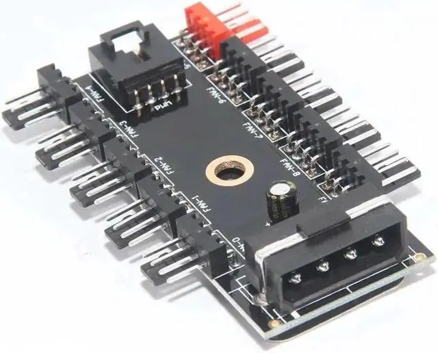 Alt view image 4 of 6 - Black PC 1 to 10 4Pin Molex Cooler Cooling Fan Hub Splitter Cable PWM 12V 4Pin Power Supply Adapter For BTC Antminer Mining