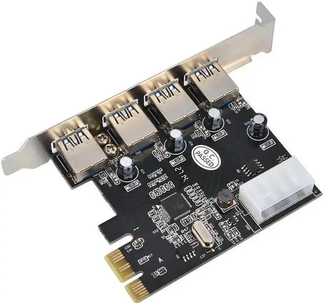 Alt view image 4 of 4 - PCI-E to 4 Port USB 3.0 Hub Card PCI-E to USB Express Expansion Card Adapter 5Gbps for Win 7