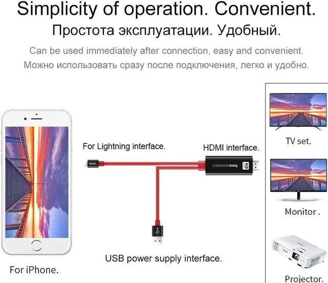 Alt view image 6 of 6 - For Lightning to HDMI Digital Cable 1080P HDTV TV Adapter Smart Converter HDMI Cable for Apple iPhone 7 6 6S Plus ipad O5