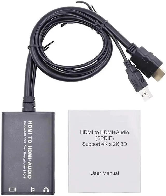 Alt view image 2 of 5 - 4K 3D HDMI to HDMI+SPDIF Audio Converter adapter Cable with USB cable For Xbox 360 PS3 PS4 PC Laptop TV Box to Projector
