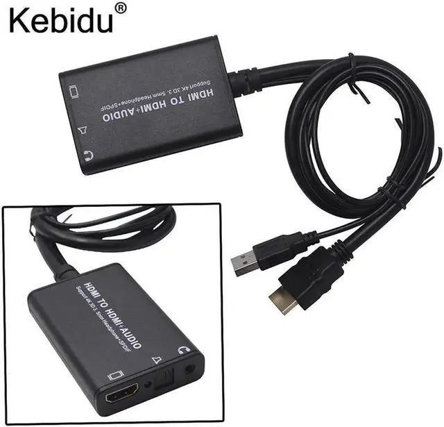 Main image of 4K 3D HDMI to HDMI+SPDIF Audio Converter adapter Cable with USB cable For Xbox 360 PS3 PS4 PC Laptop TV Box to Projector