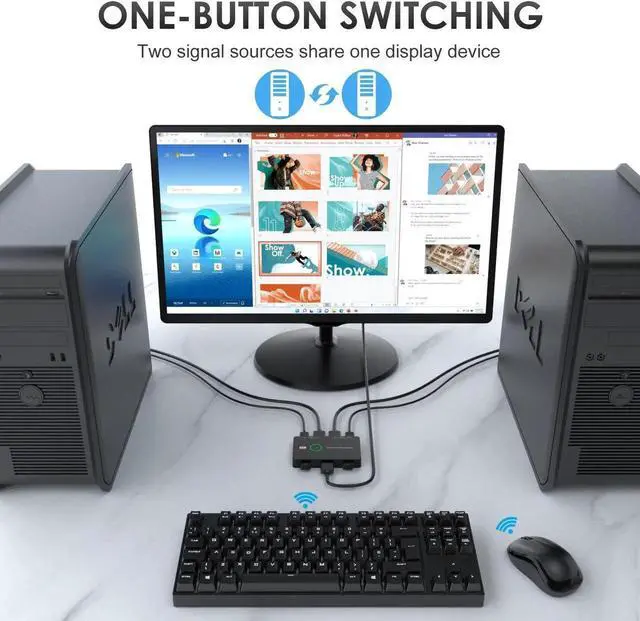 Alt view image 4 of 6 - Switch HDMI 2 Port Box USB and HDMI Switch for 2 Computers Share Keyboard Mouse Printer and one HD Monitor