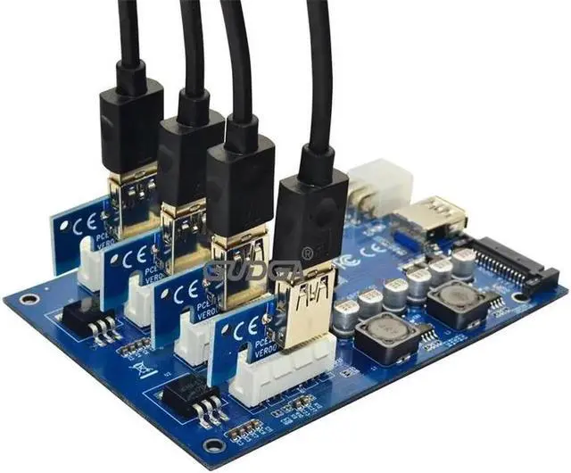 Alt view image 6 of 6 - Pci-e express 1x to 4 Riser Card Mini ITX to external 4 PCI-E slot adapter PCIe Port Multiplier PCIE Express Card For Mining