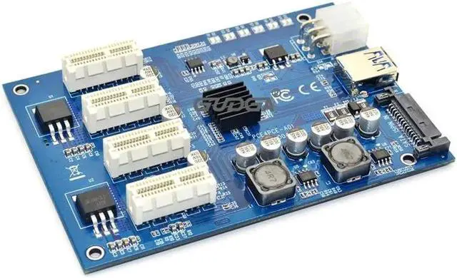 Alt view image 2 of 6 - Pci-e express 1x to 4 Riser Card Mini ITX to external 4 PCI-E slot adapter PCIe Port Multiplier PCIE Express Card For Mining