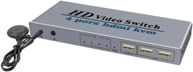 Alt view image 2 of 7 - 4 Ports HDMI KVM Switch 4 IN 1 Out HDMI Switcher Splitter for Sharing Monitor Keyboard Mouse Adaptive EDID/HDCP Decryption