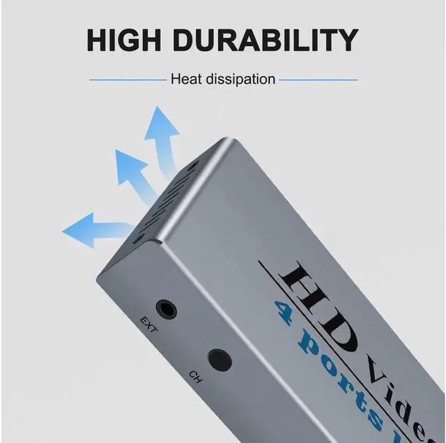 Alt view image 7 of 7 - 4 Ports HDMI KVM Switch 4 IN 1 Out HDMI Switcher Splitter for Sharing Monitor Keyboard Mouse Adaptive EDID/HDCP Decryption