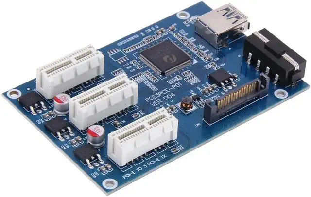 Alt view image 5 of 6 - 3 in 1 PCI-E 1 to 3 PCI Express 1X Slot Riser Card Expansion Adapter PCIe Port Multiplier Card w/ High Speed USB 3.0 Cable Cord
