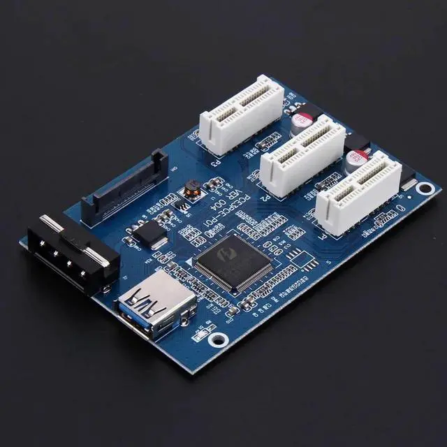 Alt view image 5 of 5 - 3 in 1 PCI-E 1 to 3 PCI Express 1X Slot Riser Card Expansion Adapter PCIe Port Multiplier Card w/ High Speed USB 3.0 Cable Cord