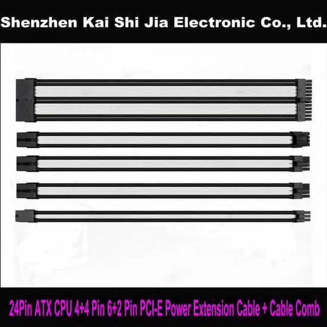 Alt view image 5 of 6 - 30CM Multi-colors Single Sleeved ATX 24Pin CPU 8Pin / EPS 4+4 Pin PCI-E 8Pin GPU 6+2 Pin Power Extension Cable with Cable Comb