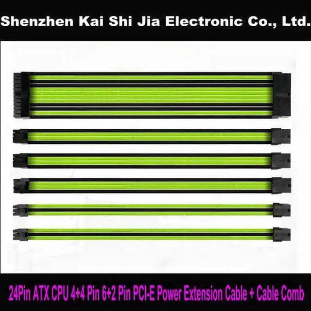 Alt view image 2 of 6 - 30CM Multi-colors Single Sleeved ATX 24Pin CPU 8Pin / EPS 4+4 Pin PCI-E 8Pin GPU 6+2 Pin Power Extension Cable with Cable Comb