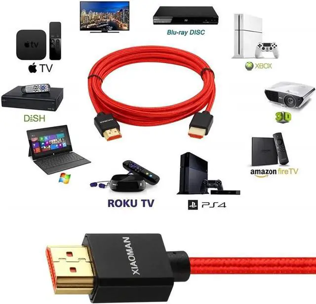 Alt view image 4 of 6 - Cable 2.0 4K HDMI to HDMI Adapter Video Game Cable for Xiaomi Projector Nintend Switch Splitter Smart TV Box PS4 Computer