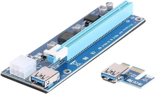 Alt view image 2 of 3 - Aomoproing PCIe Riser Card 1 to 2 PCI-E 1X to PCI-E 16X Slot With USB 3.0 Power Cable 2pcs 6pin riser card Mining Adapter for BitCoin miner