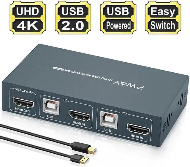 Alt view image 6 of 6 - KVM Switch Support 4K 3D USB Switcher for Xiaomi Mi Box Keyboard Mouse Sharing Display Screen USB Switches hdmi switcher