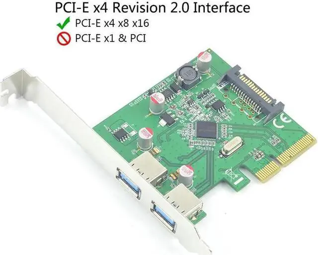Alt view image 2 of 6 - PCI express x4 to 2x USB 3.1 expansion Card PCI-e 3.1 USB Type A Adapter Solid Capacitor Resettable Fuse Chip ASMedia