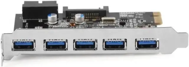Alt view image 2 of 6 - 5 Ports Super Speed USB3.0 PCI-E PCI Express PCI Expansion Card Host Card Hub Controller Adapter U3P7N-5P1H-I