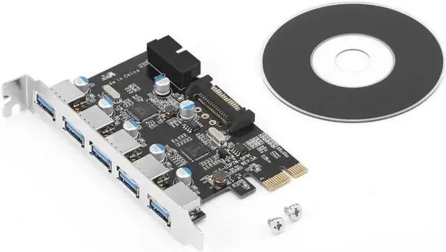 Alt view image 6 of 6 - 5 Ports Super Speed USB3.0 PCI-E PCI Express PCI Expansion Card Host Card Hub Controller Adapter U3P7N-5P1H-I