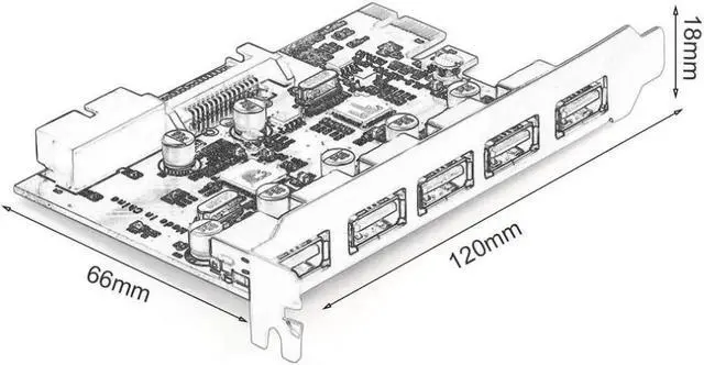 Alt view image 5 of 6 - 5 Ports Super Speed USB3.0 PCI-E PCI Express PCI Expansion Card Host Card Hub Controller Adapter U3P7N-5P1H-I