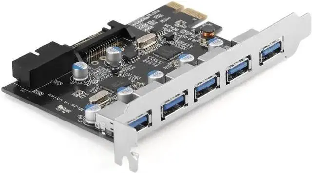 Alt view image 3 of 6 - 5 Ports Super Speed USB3.0 PCI-E PCI Express PCI Expansion Card Host Card Hub Controller Adapter U3P7N-5P1H-I