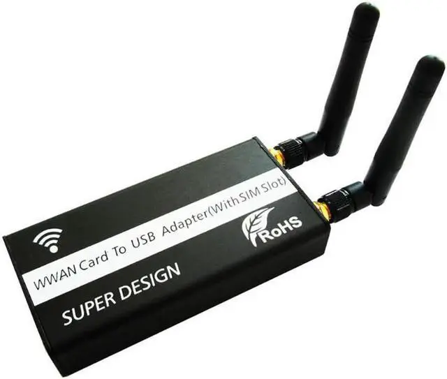 Main image of Aomoproing PCI-E Mini PCI-Express to USB Adapter with SIM Card Slot for WWAN/LTE Module with USB Cable and Antennas 1 Set Black