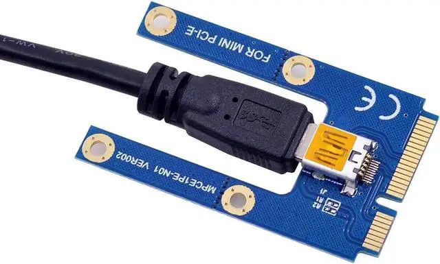 Alt view image 6 of 6 - Mini PCI-E to PCI-E 16X Riser Card 0.6M USB 3.0 Cable for EXP GDC Laptop External Video Card for Miner Mining