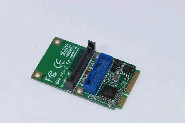 Alt view image 4 of 6 - Mini PCI-E USB Card MINI PCI-Express to USB3.0 Adapter 19Pin Header to USB3.0 5Gb SATA Power Half High Full High Suitable for PC