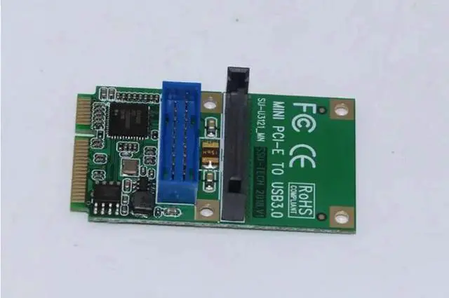 Alt view image 2 of 6 - Mini PCI-E USB Card MINI PCI-Express to USB3.0 Adapter 19Pin Header to USB3.0 5Gb SATA Power Half High Full High Suitable for PC
