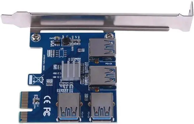 Alt view image 3 of 6 - Aomoproing ALLOYSEED est PCI-E 1x to 16x 1 to 4 PCIE PCI Express Riser Card USB 3.0 Slot Multiplier Hub Adapter For Bitcoin Mining Miner
