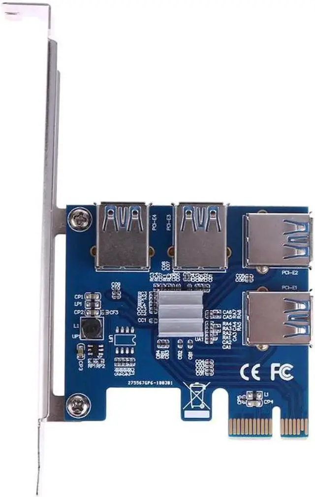 Alt view image 5 of 6 - Aomoproing ALLOYSEED est PCI-E 1x to 16x 1 to 4 PCIE PCI Express Riser Card USB 3.0 Slot Multiplier Hub Adapter For Bitcoin Mining Miner