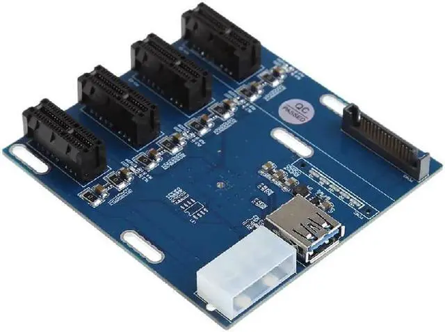 Alt view image 3 of 6 - Aomoproing 1 Port PCI-E 1X To 4 Slot 1X Switch Multiplier Expander HUB Expansion Riser Card with High-Speed USB 3.0 Cable