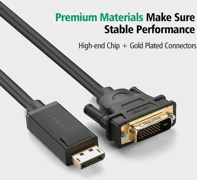 Alt view image 3 of 6 - 1080P Displayport DP to DVI Cable Adapter DP Male to DVI-D 24+1 Male to Adapter for Projector TV Monitor PC Laptop